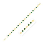 Bids.com 14k Yellow Gold Malachite Geometric Mirror Gem Chain Bracelet (5.00 mm) Bracelets