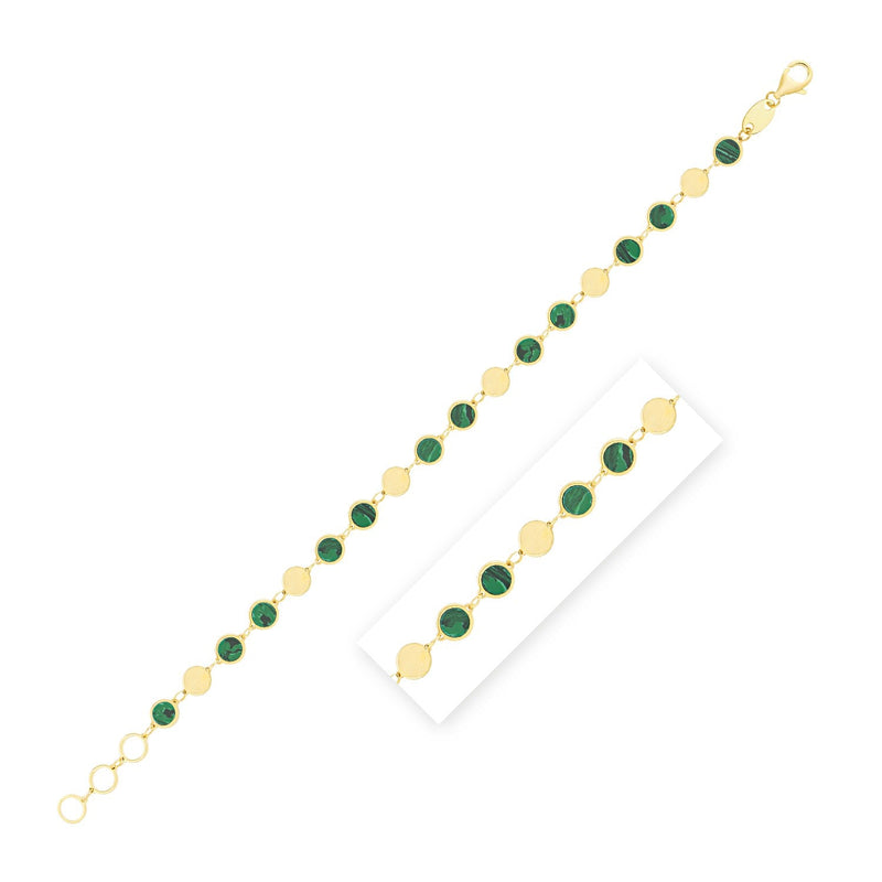 Bids.com 14k Yellow Gold Malachite Geometric Mirror Gem Chain Bracelet (5.00 mm) Bracelets