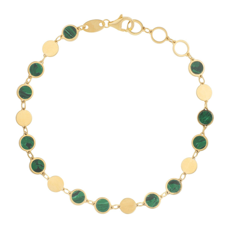 Bids.com 14k Yellow Gold Malachite Geometric Mirror Gem Chain Bracelet (5.00 mm) Bracelets