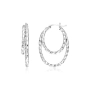 Bids.com Sterling Silver Double Oval Textured Hoop Earrings Earrings