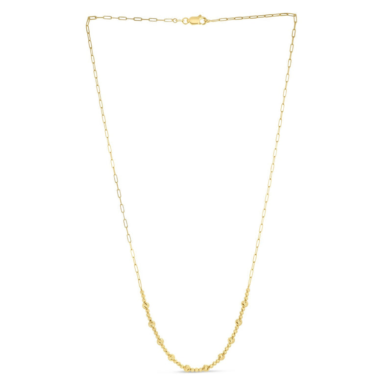 Bids.com 14k Yellow Gold Bead Paperclip Necklace Necklaces