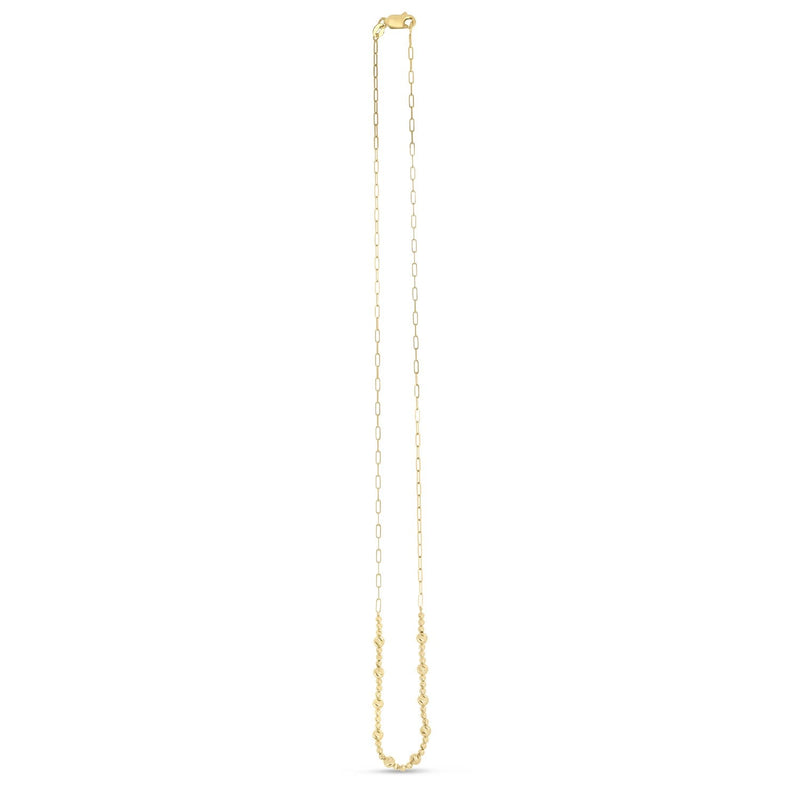 Bids.com 14k Yellow Gold Bead Paperclip Necklace Necklaces
