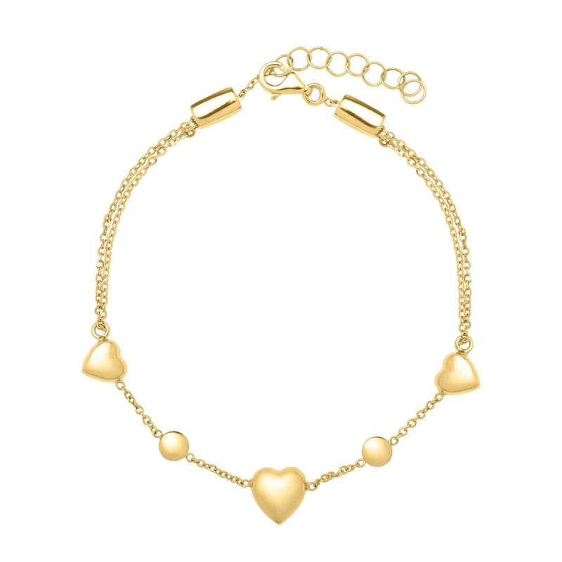 Bids.com 14k Yellow Gold Puff Heart Adjustable Anklet Accessories