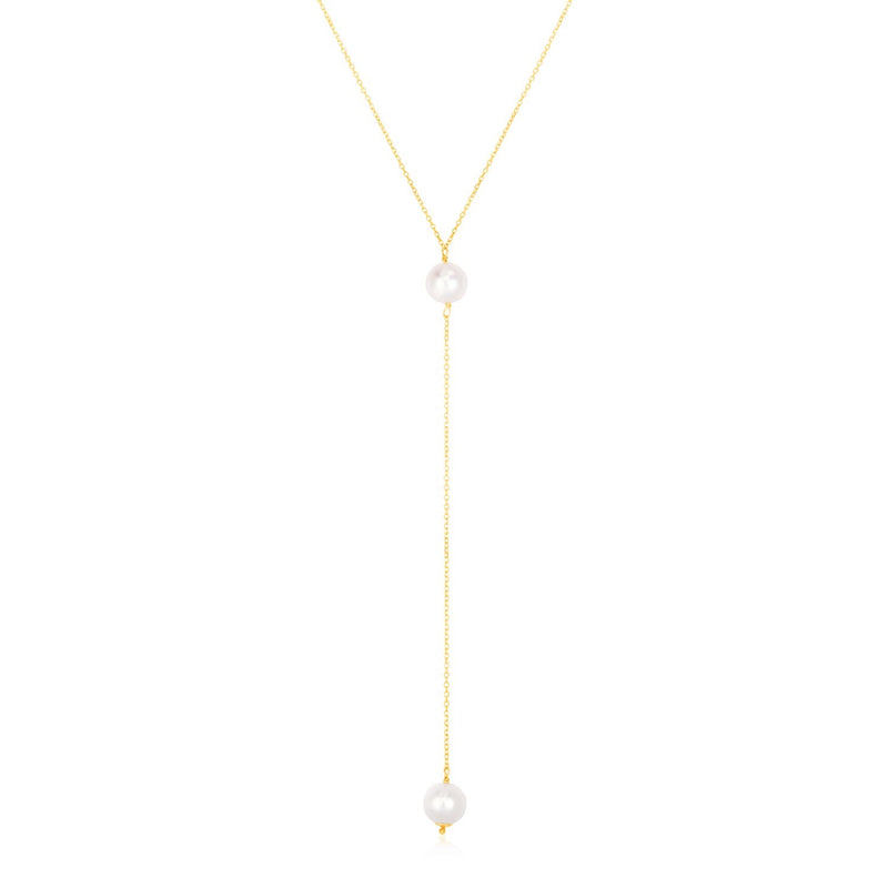 Bids.com 14k Yellow Gold Lariat Necklace with Pearls Necklaces