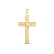 Bids.com 14k Yellow Gold High Polish Textured Cross Pendant Pendants