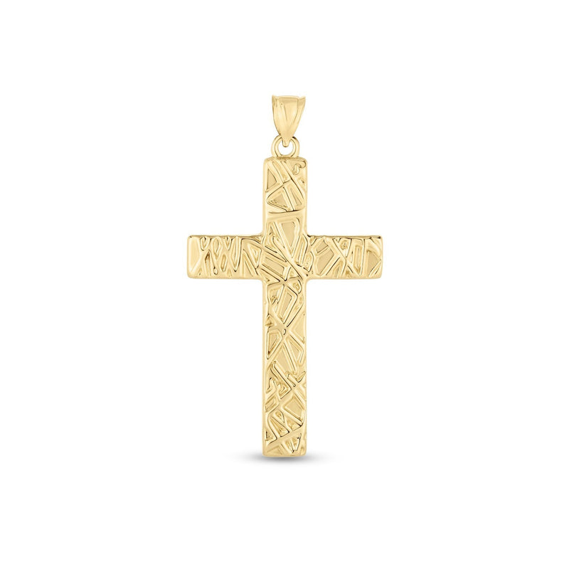 Bids.com 14k Yellow Gold High Polish Textured Cross Pendant Pendants