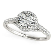 Bids.com 14k White Gold Round Cut Pave Set Shank Diamond Engagement Ring (1 3/8 cttw) Rings