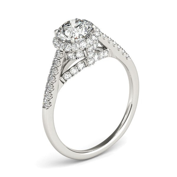 Bids.com 14k White Gold Round Cut Pave Set Shank Diamond Engagement Ring (1 3/8 cttw) Rings
