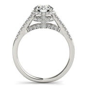 Bids.com 14k White Gold Round Cut Pave Set Shank Diamond Engagement Ring (1 3/8 cttw) Rings
