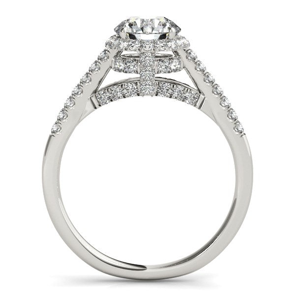Bids.com 14k White Gold Round Cut Pave Set Shank Diamond Engagement Ring (1 3/8 cttw) Rings
