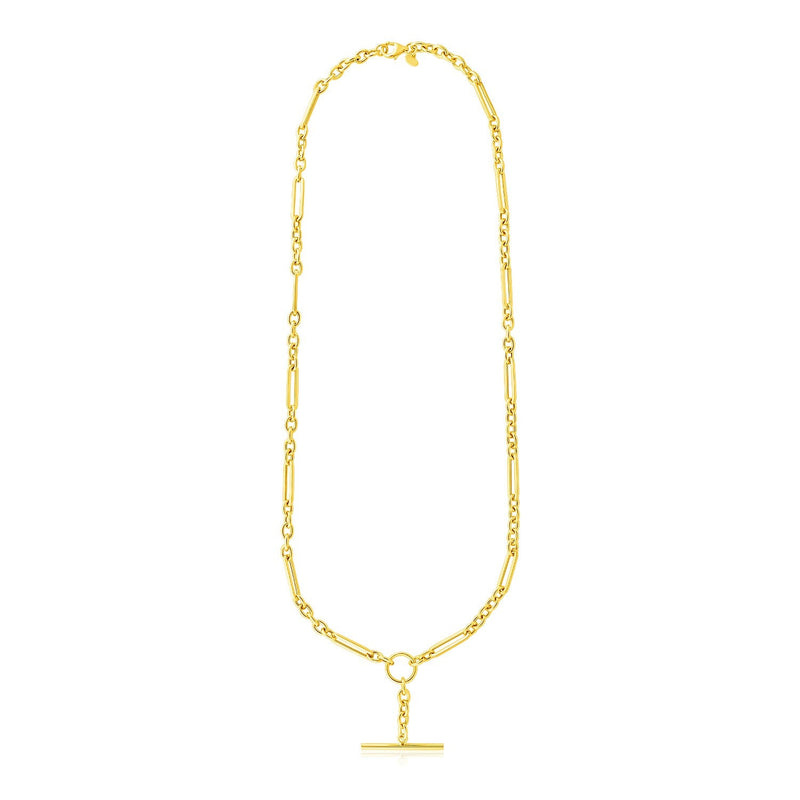 Bids.com 14k Yellow Gold Alternating Oval and Round Chain Necklace with Toggle Necklaces