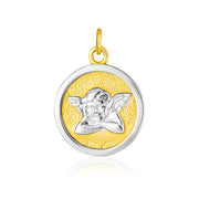 Bids.com 14k Two Tone Gold Round Angel Medal Pendant Pendants