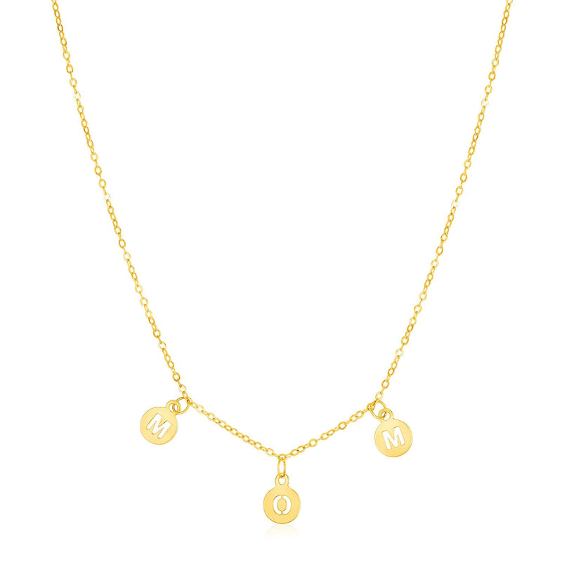 Bids.com 14k Yellow Gold Mom Necklace with Circle Drops Necklaces