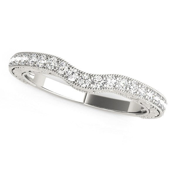 Bids.com 14k White Gold Antique Style Milgrained Curved Diamond Ring (1/4 cttw) Rings