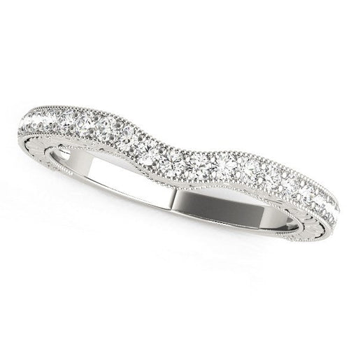 Bids.com 14k White Gold Antique Style Milgrained Curved Diamond Ring (1/4 cttw) Rings