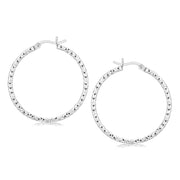 Bids.com Sterling Silver Rhodium Plated Woven Style Polished Hoop Earrings Earrings