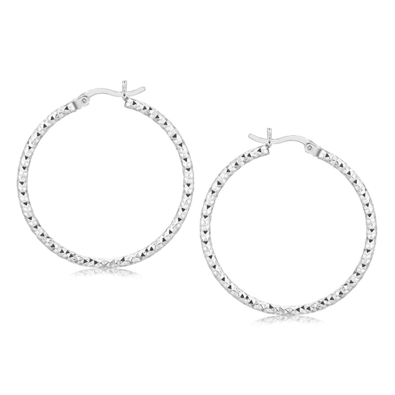 Bids.com Sterling Silver Rhodium Plated Woven Style Polished Hoop Earrings Earrings