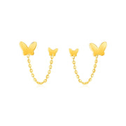 Bids.com 14k Yellow Gold Two Hole Post Earrings with Butterflies Earrings