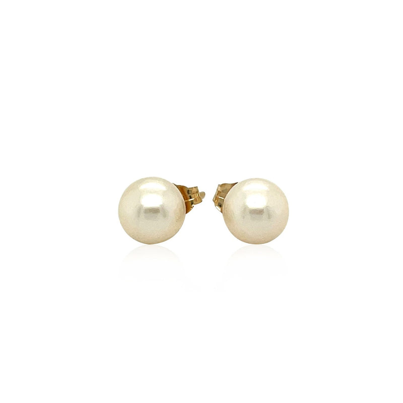 Bids.com 14k Yellow Gold Freshwater Cultured White Pearl Stud Earrings (7.0 mm) Earrings