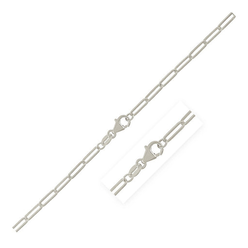 Bids.com Sterling Silver Rhodium Plated Paperclip Chain (2.5 mm) Necklaces White Smoke 16 / Sterling Silver,18 / Sterling Silver,20 / Sterling Silver,24 / Sterling Silver