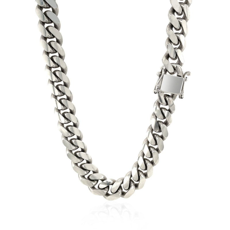 Bids.com Sterling Silver Rhodium Plated Miami Cuban Chain 9.8mm Necklaces