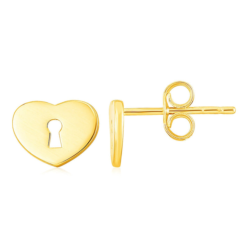 Bids.com 14k Yellow Gold Heart Padlock Stud Earrings Earrings