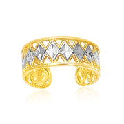 Bids.com 14k Two-Tone Gold Cuff Type Cut-Out Toe Ring with Diamond Design Rings