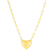 Bids.com 14k Yellow Gold Paperclip Chain Necklace with Puffed Heart Necklaces