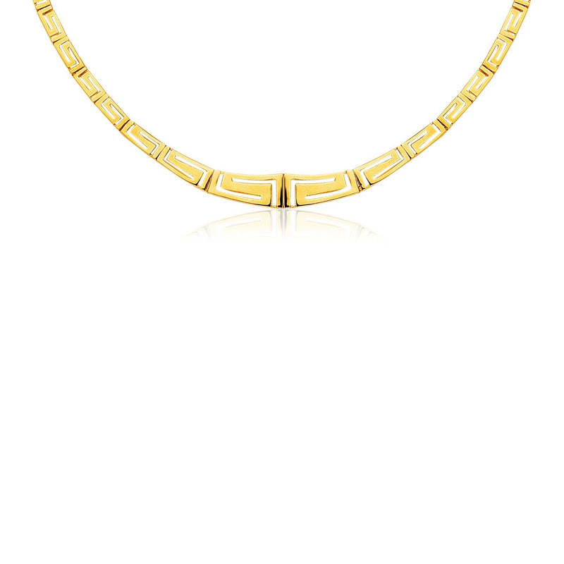 Bids.com 14K Yellow Gold Necklace with Graduated Greek Meander Motif Links Necklaces