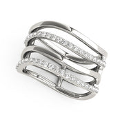 Bids.com 14k White Gold Multiple Band Design Ring with Diamonds (3/8 cttw) Rings