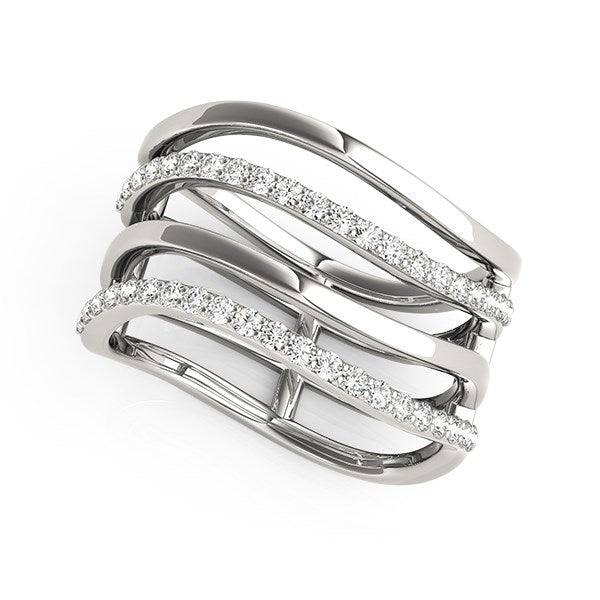Bids.com 14k White Gold Multiple Band Design Ring with Diamonds (3/8 cttw) Rings