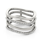 Bids.com 14k White Gold Multiple Band Design Ring with Diamonds (3/8 cttw) Rings