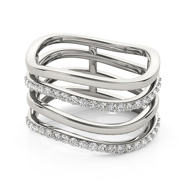 Bids.com 14k White Gold Multiple Band Design Ring with Diamonds (3/8 cttw) Rings
