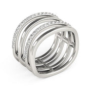 Bids.com 14k White Gold Multiple Band Design Ring with Diamonds (3/8 cttw) Rings