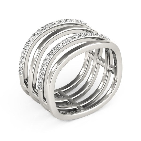 Bids.com 14k White Gold Multiple Band Design Ring with Diamonds (3/8 cttw) Rings