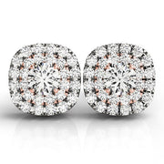 Bids.com 14k White and Rose Gold Cushion Shape Halo Diamond Earrings (3/4 cttw) Earrings