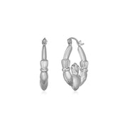 Bids.com 14K White Gold Claddagh Symbol Hoop Earrings Earrings