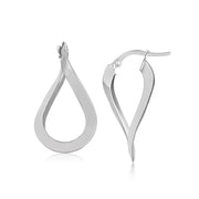 Bids.com 14k White Gold Twisted Freeform Hoop Earrings Earrings
