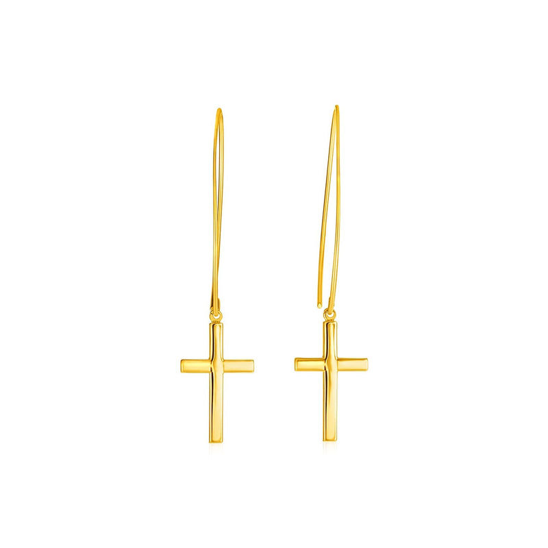 Bids.com 14k Yellow Gold Dangle Cross Earrings Earrings
