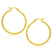 Bids.com 14k Yellow Gold Tube Textured Round Hoop Earrings Earrings