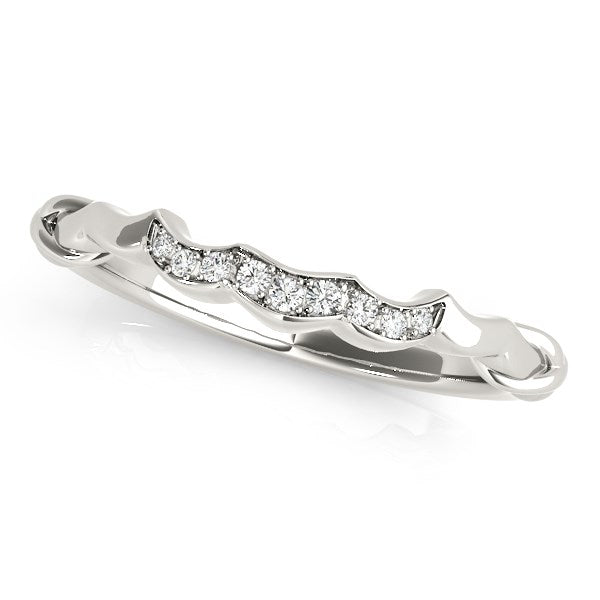 Bids.com 14k White Gold Scallop Wedding Band (1/20 cttw) Rings