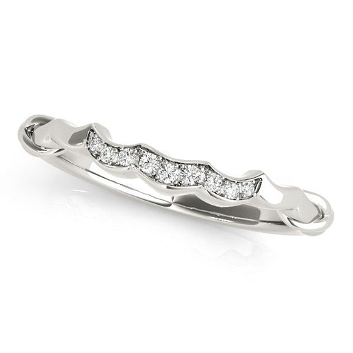 Bids.com 14k White Gold Scallop Wedding Band (1/20 cttw) Rings