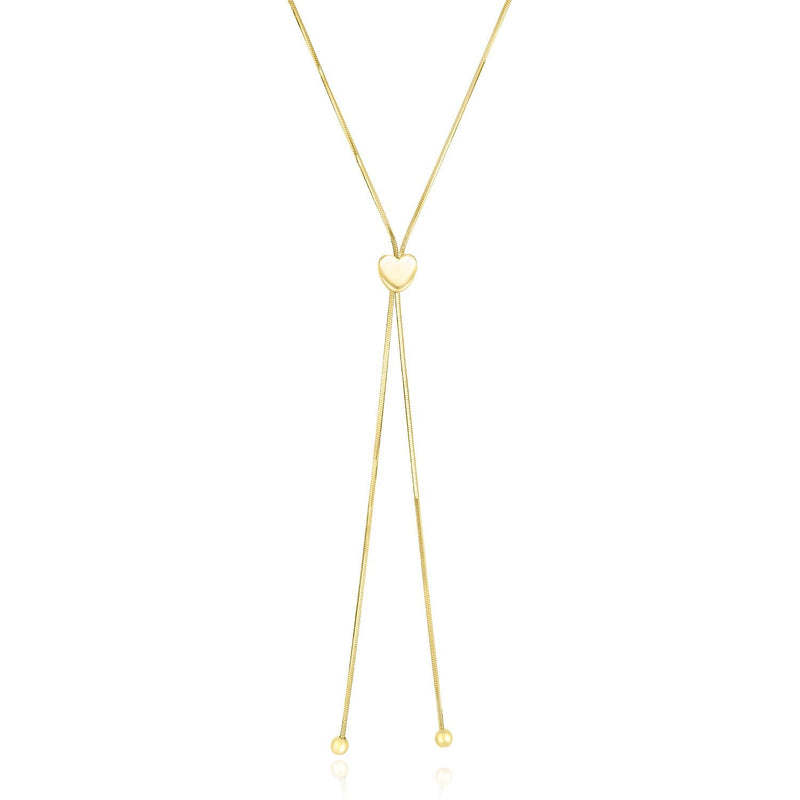 Bids.com 14k Yellow Gold Adjustable Heart Style Lariat Necklace Necklaces