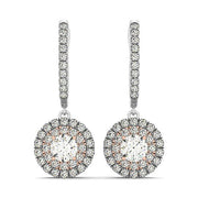 Bids.com 14k White And Rose Gold Drop Diamond Earrings with a Halo Design (3/4 cttw) Earrings