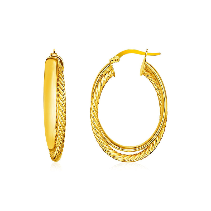 Bids.com 14k Yellow Gold Two Part Textured Twisted Oval Hoop Earrings Earrings White Smoke Yellow Gold
