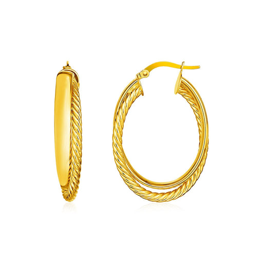 Bids.com 14k Yellow Gold Two Part Textured Twisted Oval Hoop Earrings Earrings White Smoke Yellow Gold