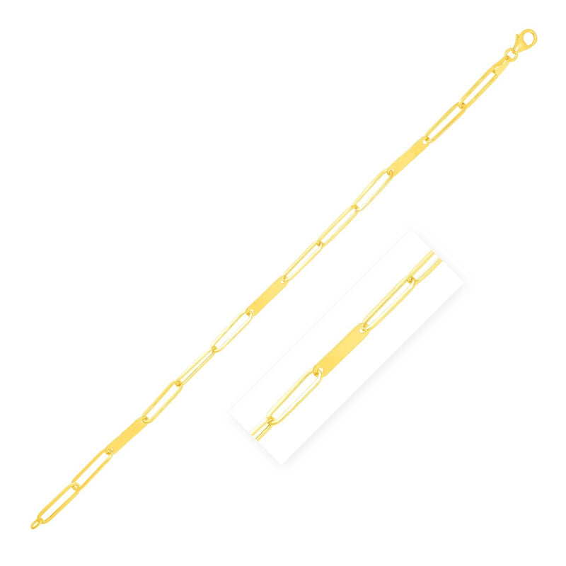 Bids.com 14k Yellow Gold 7 inch Alternating Paperclip Chain Link and Gold Bar Bracelet Bracelets