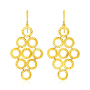 Bids.com 14k Yellow Gold Earrings with Textured Open Circle Motifs Earrings