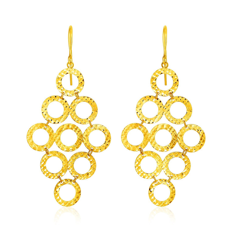 Bids.com 14k Yellow Gold Earrings with Textured Open Circle Motifs Earrings