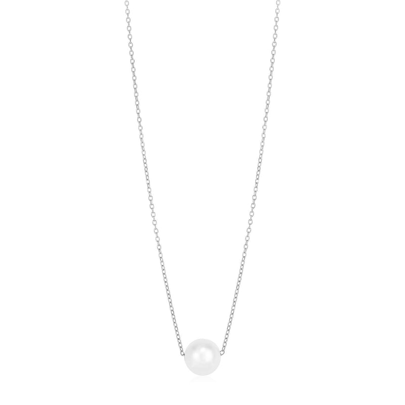 Bids.com 14k White Gold Pearl Solitaire Necklace Necklaces